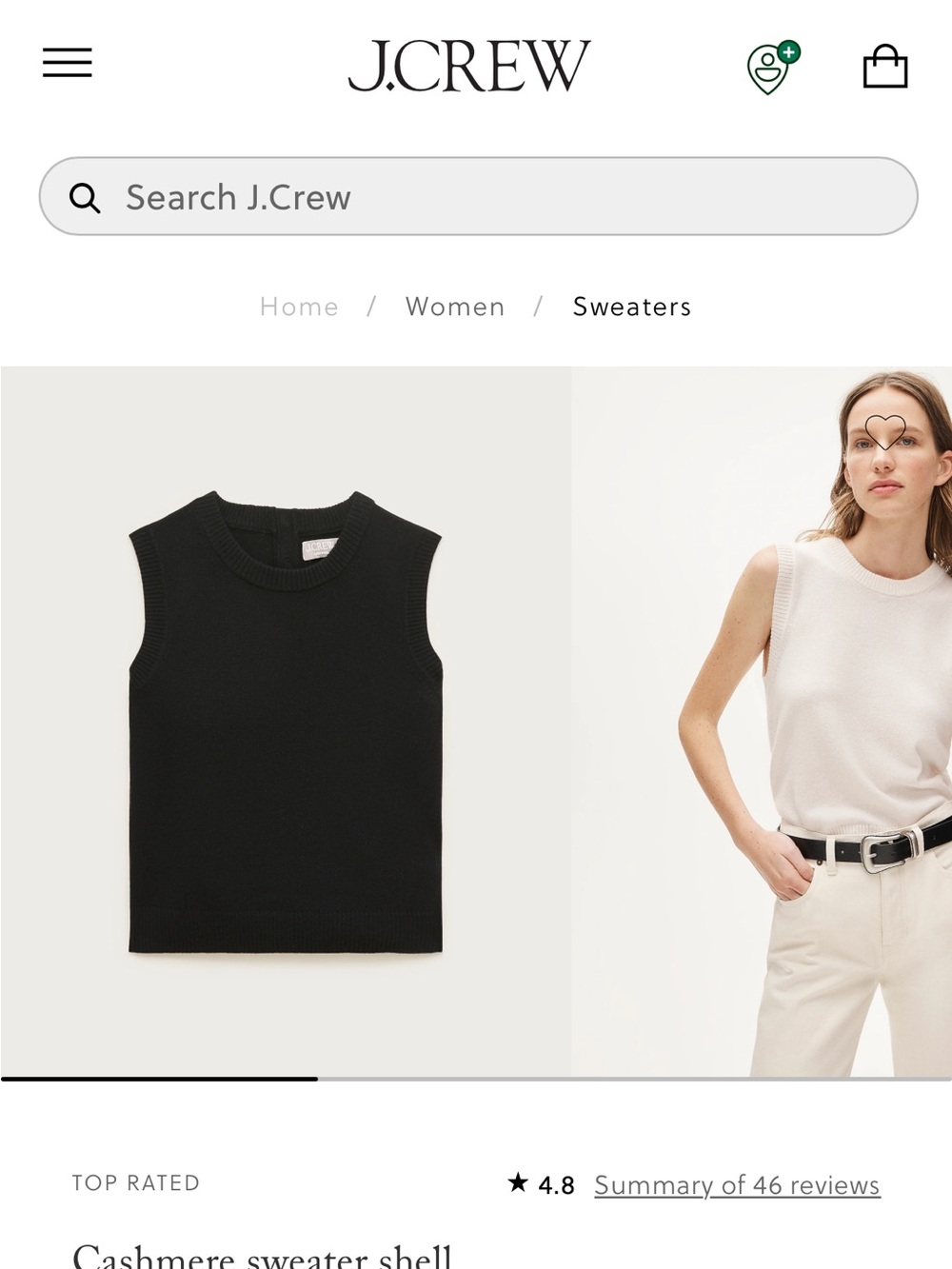 J. Crew Cashmere sweater shell - Black